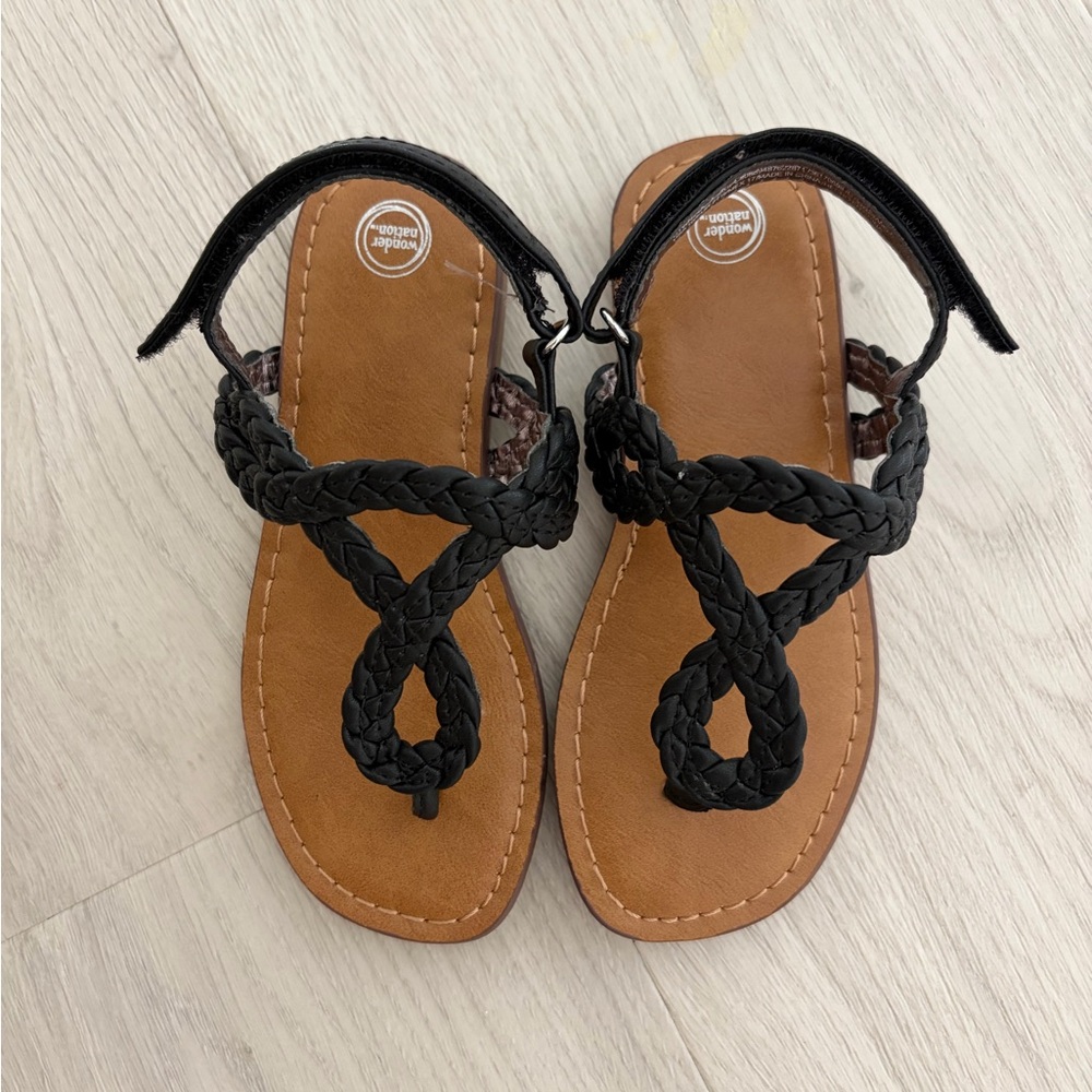 NWOT Wonder Nation Black Toddler Sandals Size 10